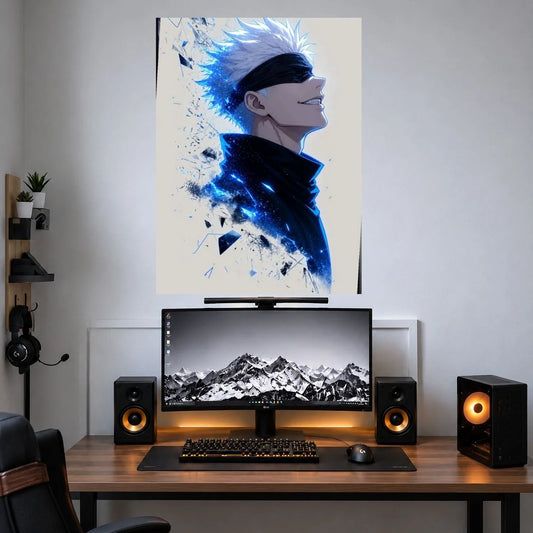 Gojo Blue Ink Profile anime poster mockup