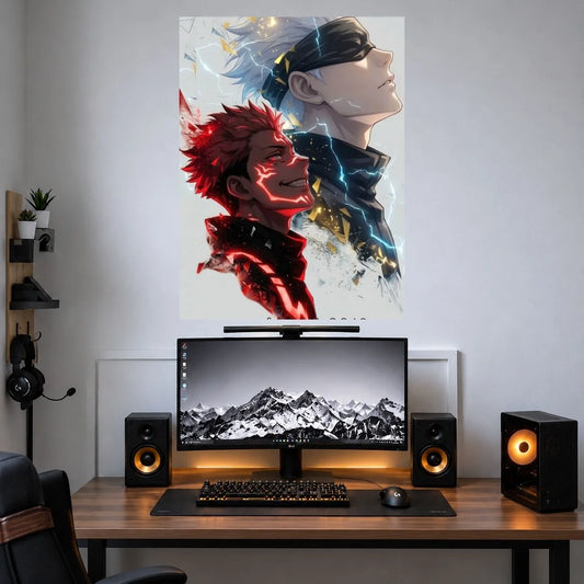 Gojo Sukuna Split Contrast anime poster mockup