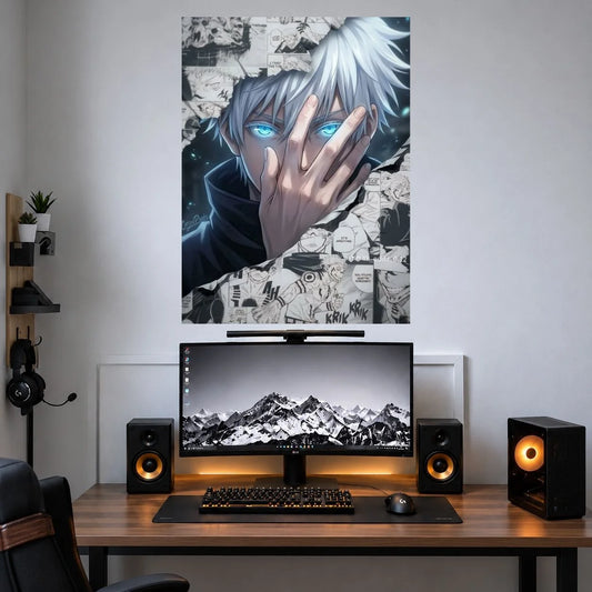 Gojo Manga Hand Cover anime poster mockup