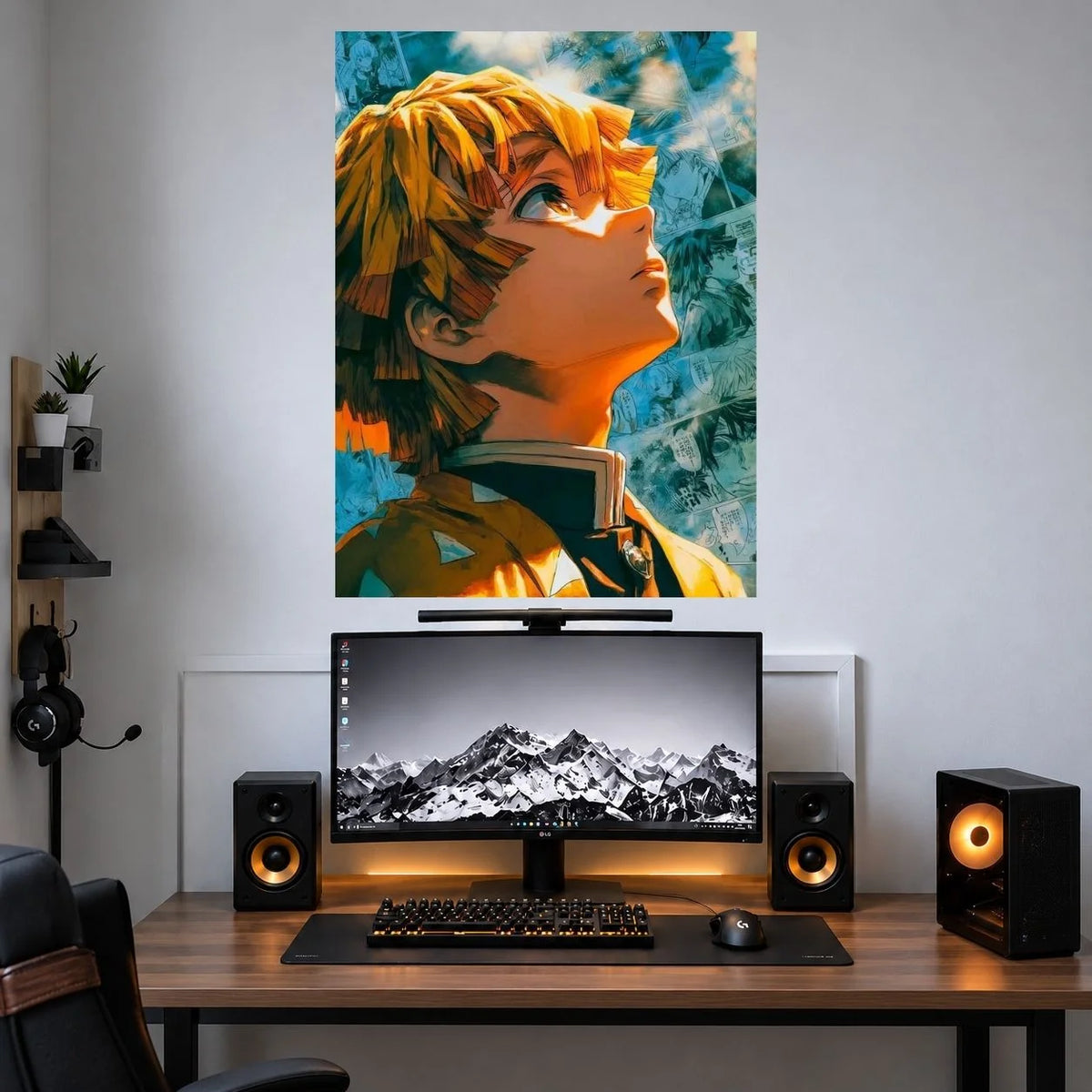 Zenitsu Blue Sky Portrait anime wall poster mockup