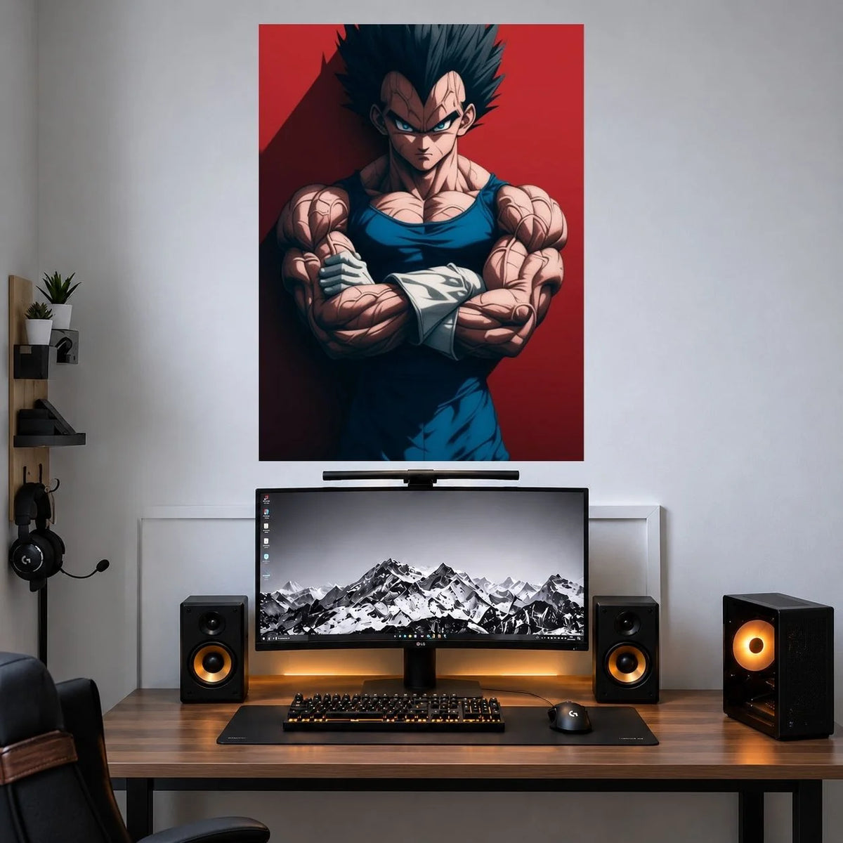 Vegeta Arms Crossed Portrait anime wall poster mockup