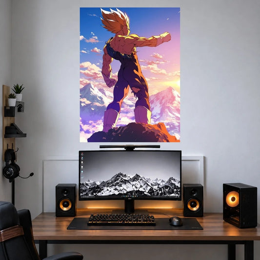 Vegeta Sunset Power Stance anime wall poster mockup