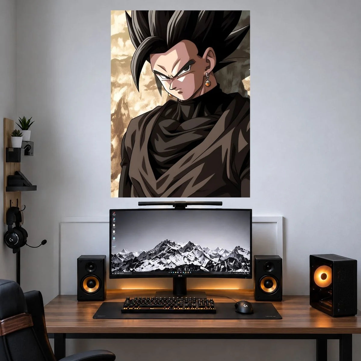 Vegeta Dark Saiyan Portrait anime wall poster mockup