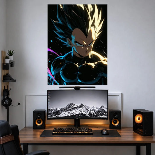 Vegeta Golden Aura Profile anime wall poster mockup