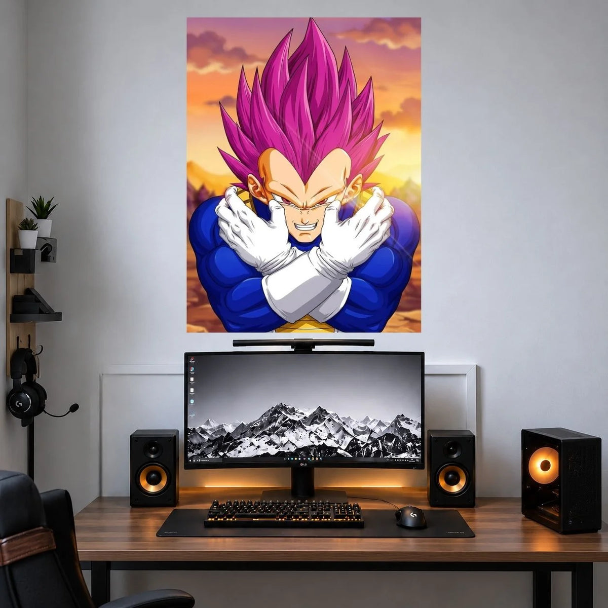 Vegeta Ultra Ego Pink Power anime wall poster mockup