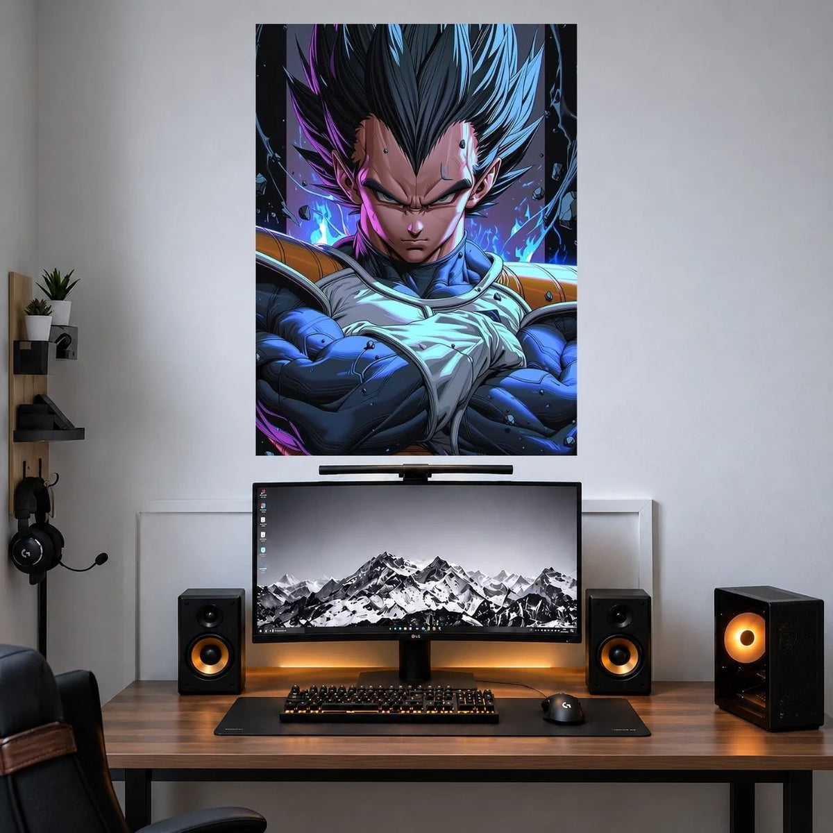 Vegeta Royal Saiyan Portrait anime wall poster mockup
