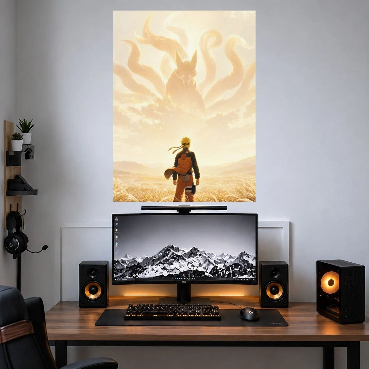 Naruto Sunset Landscape anime single poster mockup