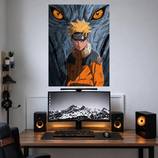 Naruto Kurama Fox Spirit anime single poster mockup