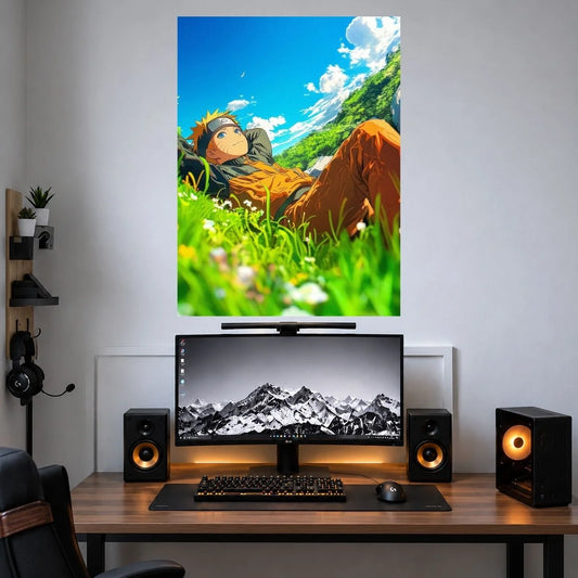 Naruto Green Mountain Landscape poster mockup