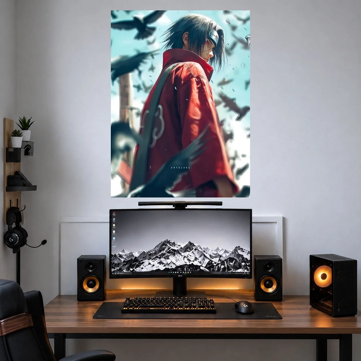 Naruto Red Cloak Forest anime wall poster mockup