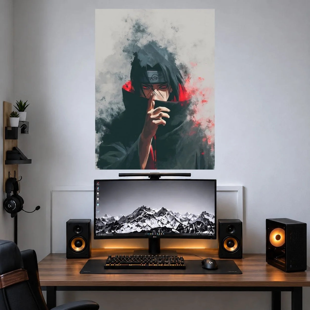 Naruto Red Mask Artwork anime wall poster mockup