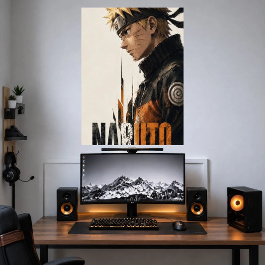 Naruto Black Ninja Illustration anime wall poster mockup
