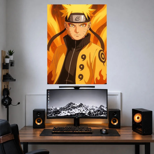 Naruto Golden Nine Tails anime wall poster mockup
