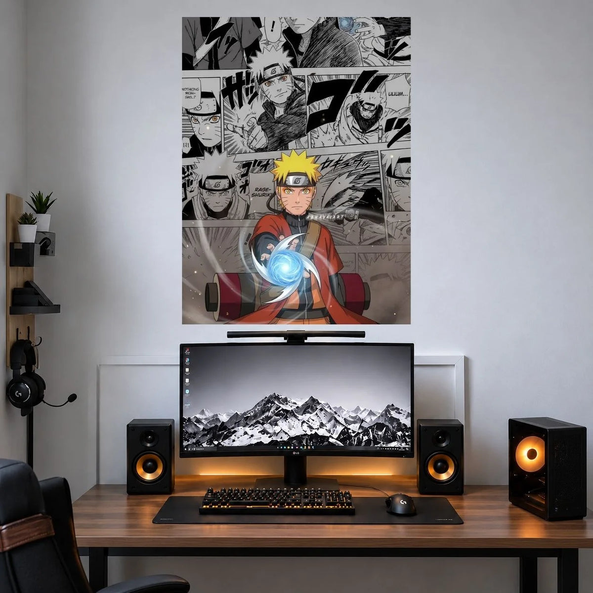 Naruto Rasengan Manga Collage single anime poster mockup
