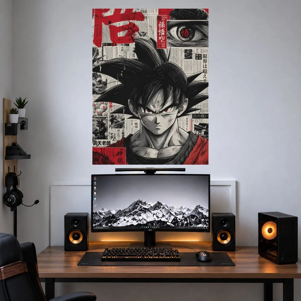 Goku Manga Collage Portrait single anime poster mockup