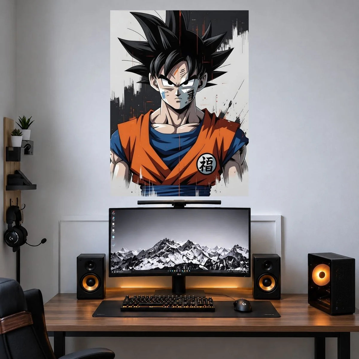 Goku Manga Portrait anime single poster mockup