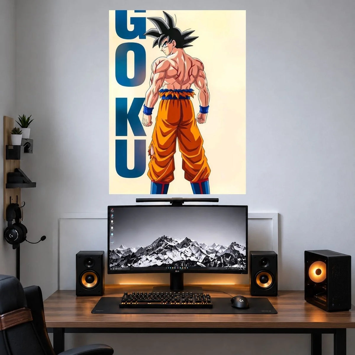 Goku Back View Typography anime poster