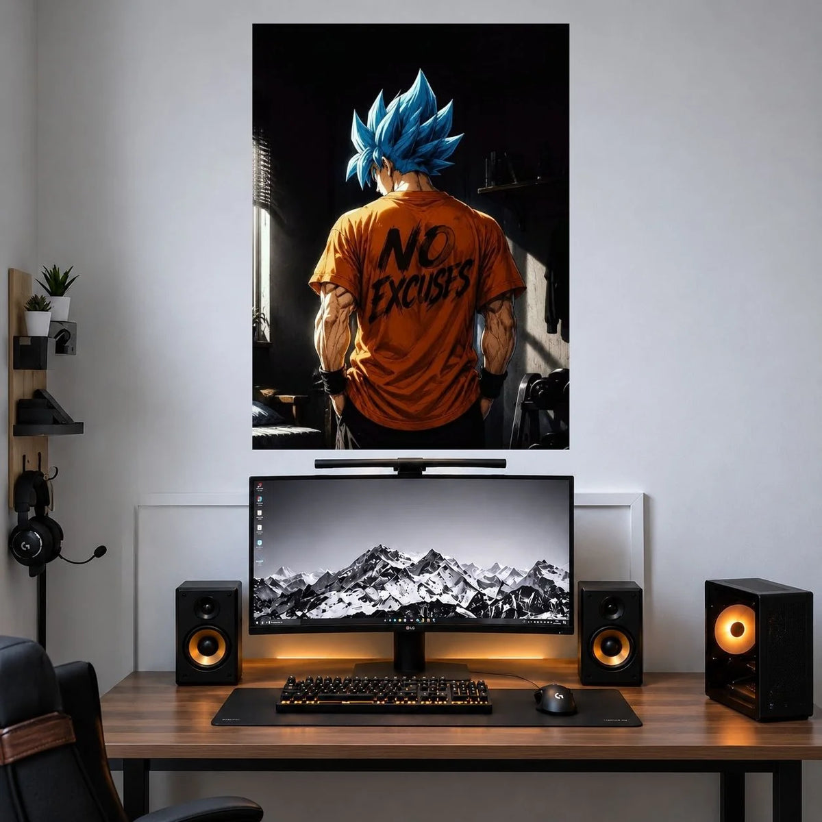 Goku Blue Form Back View anime single wall poster