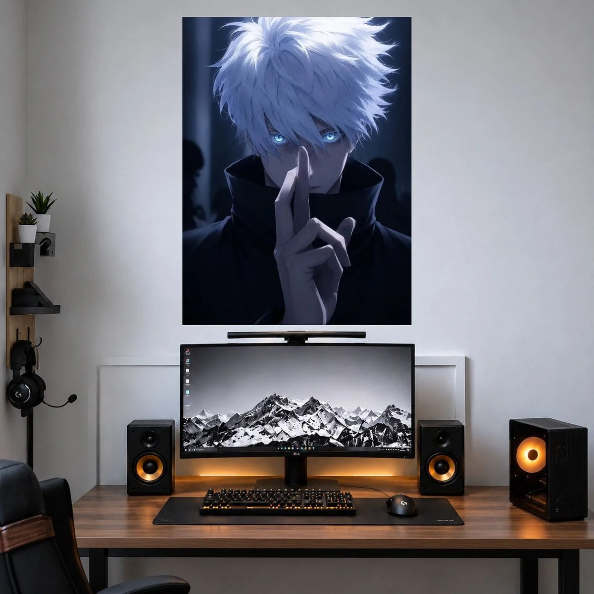 Gojo Blue Shadow Hand Sign anime single poster mockup