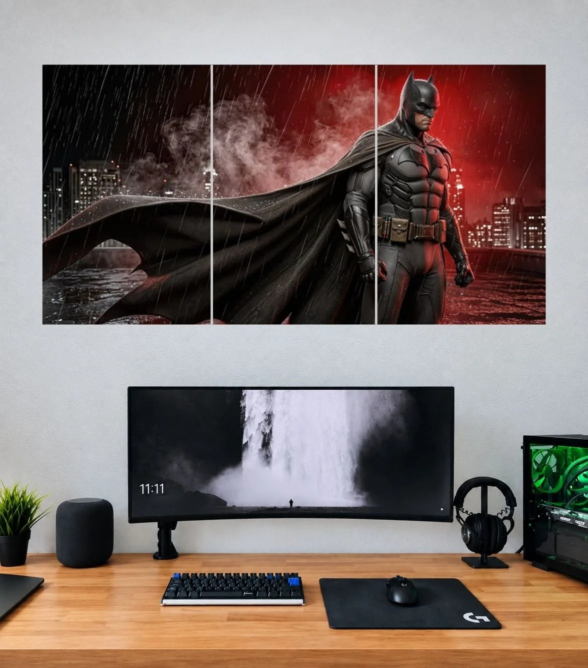 Batman Crimson Rain Vigilante 3 panel wall poster mockup