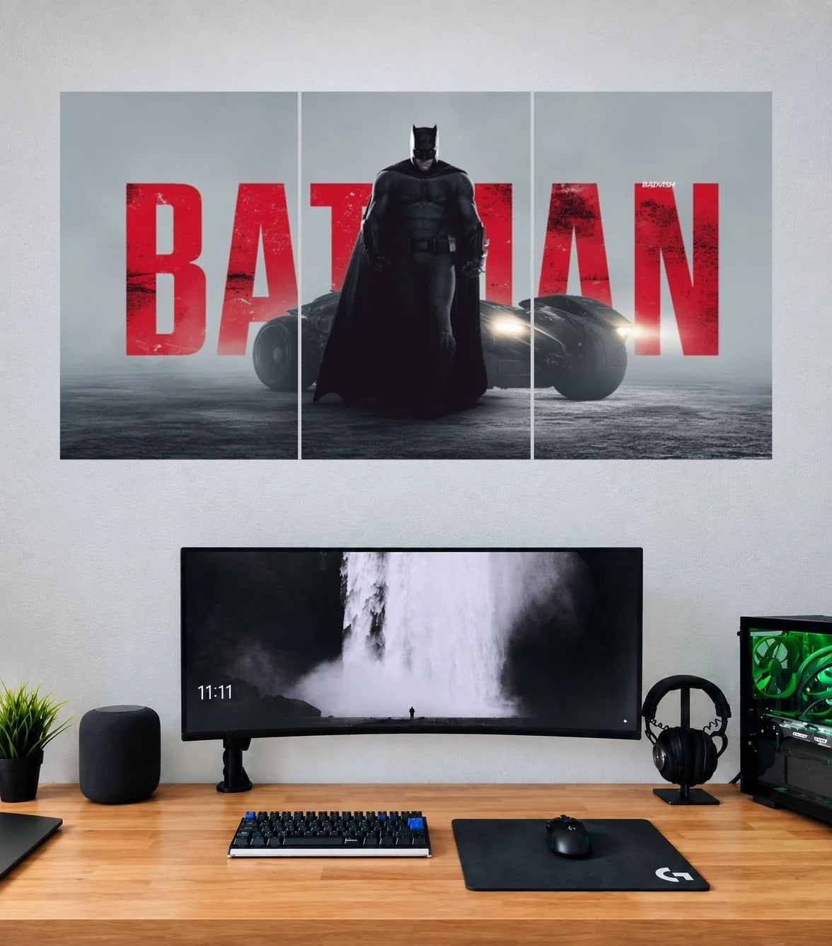 Batman Dark Knight Legacy Typography 3 panel wall poster mockup
