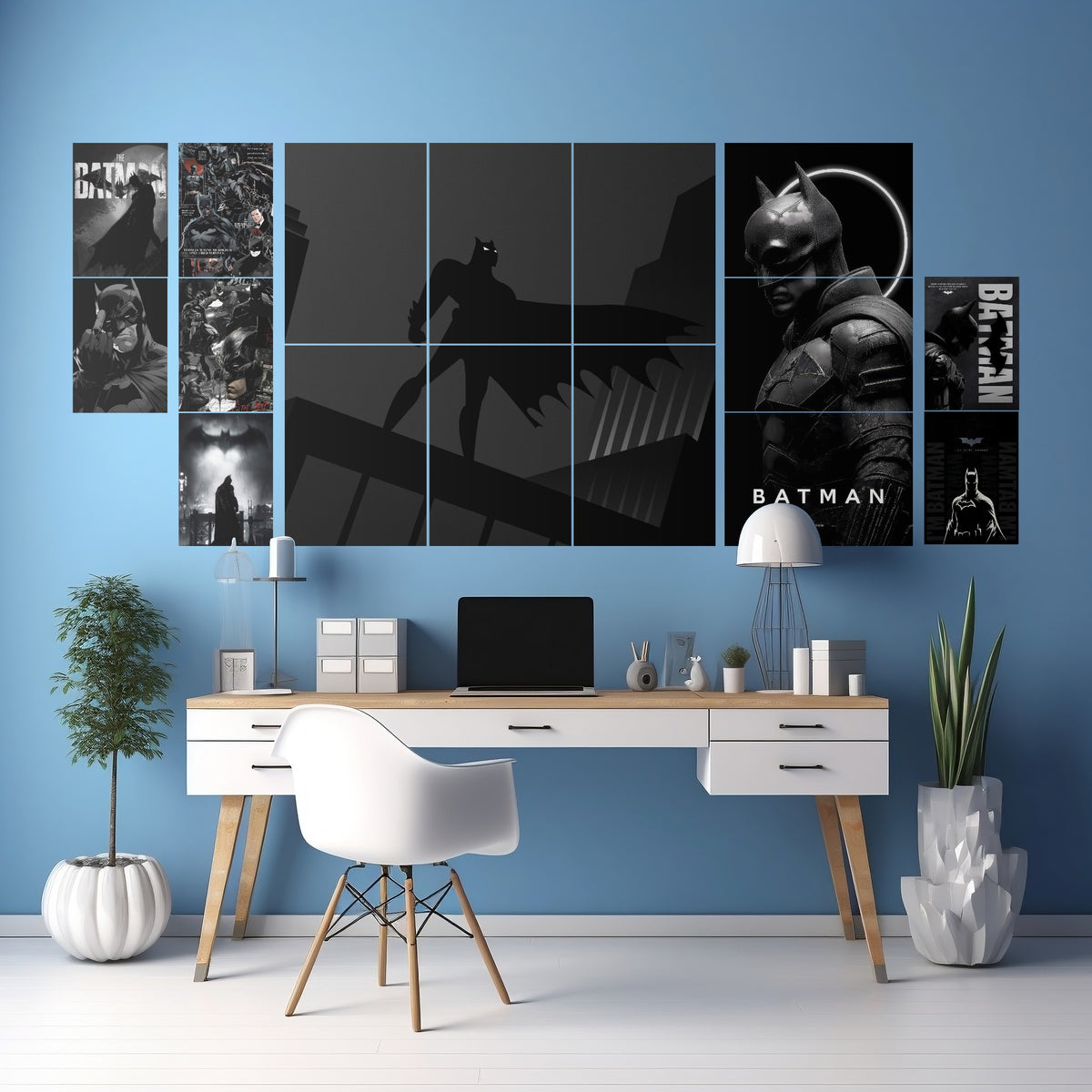 Batman room setup wall poster pack original mockup