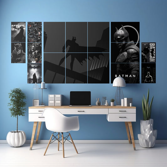 Batman room setup wall poster pack original mockup