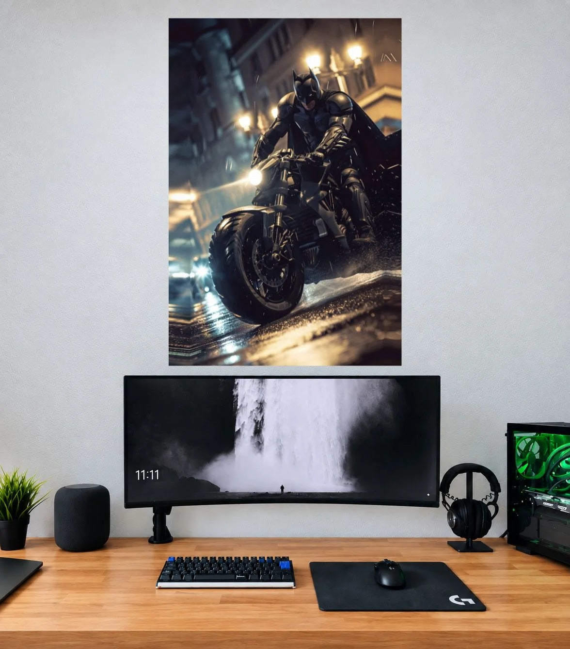 Batman Batcycle City Pursuit single wall poster mockup