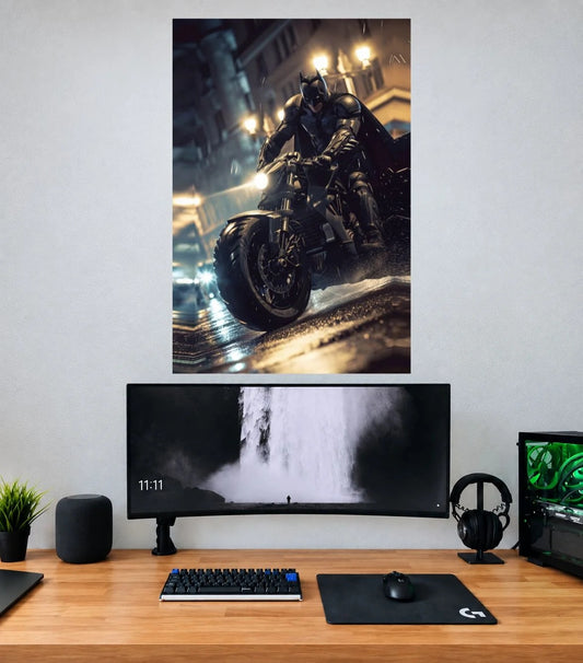 Batman Batcycle City Pursuit single wall poster mockup