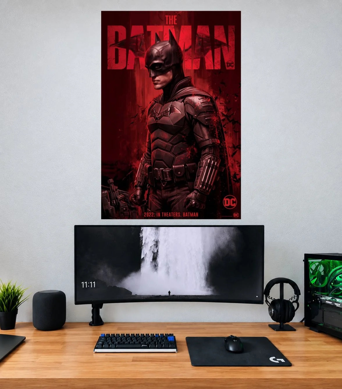 Batman Crimson City Portrait single wall poster mockup