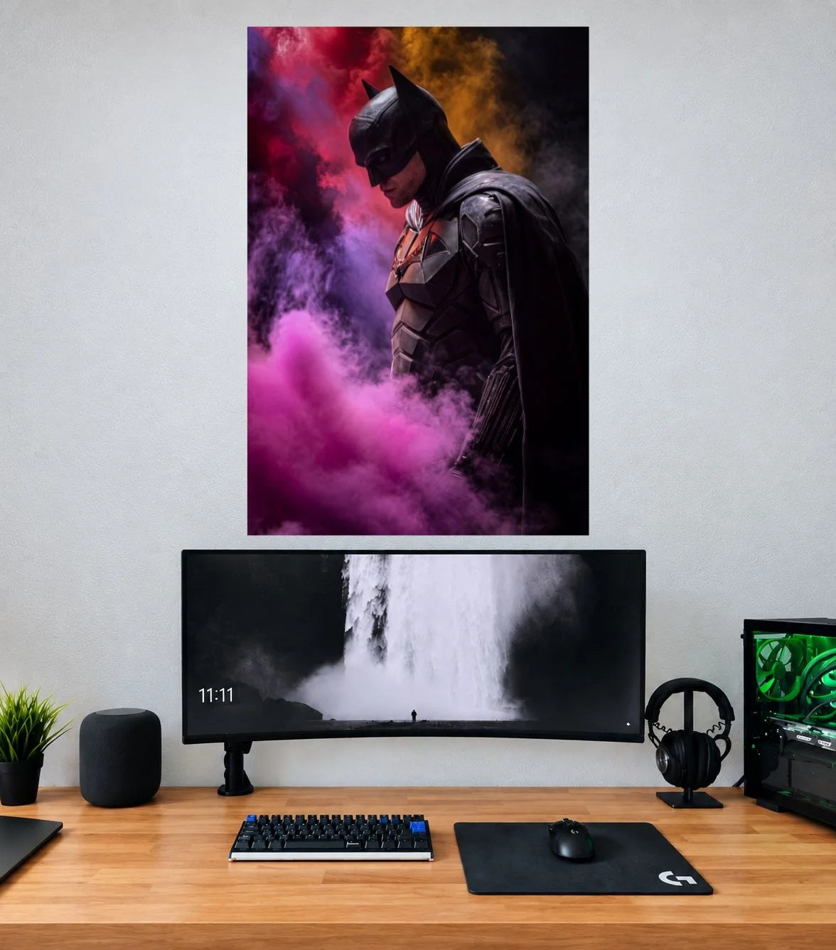 Batman Purple Smoke Dark Knight single wall poster mockup