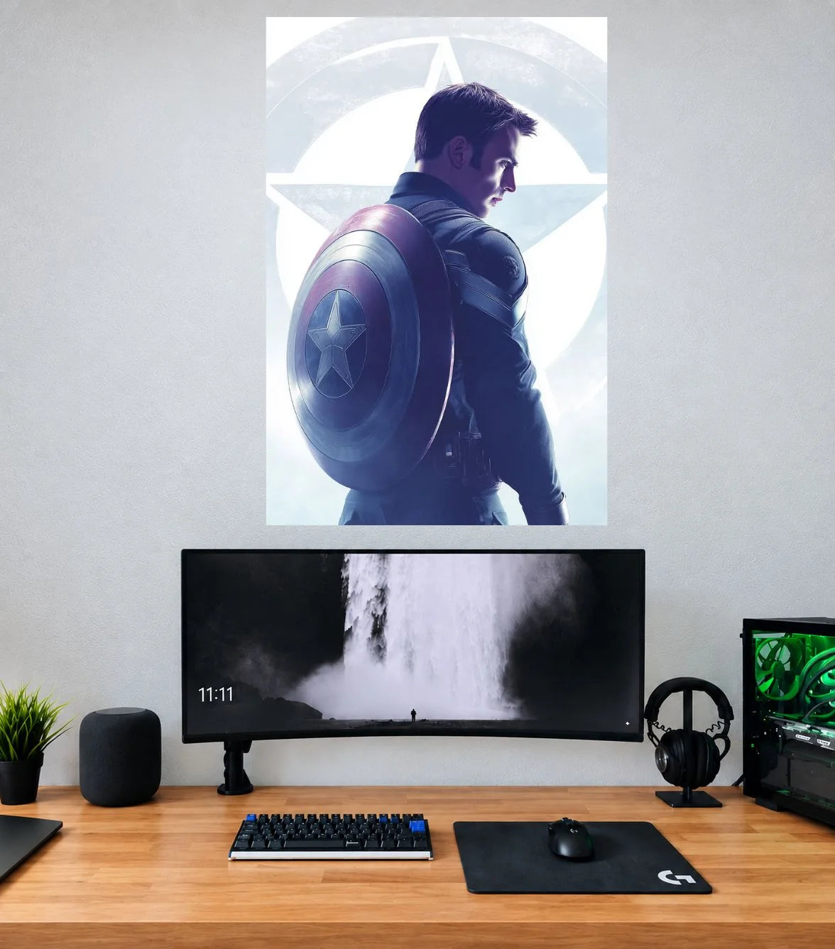 Captain America Winter Soldier Side View Captain America single wall poster mockup