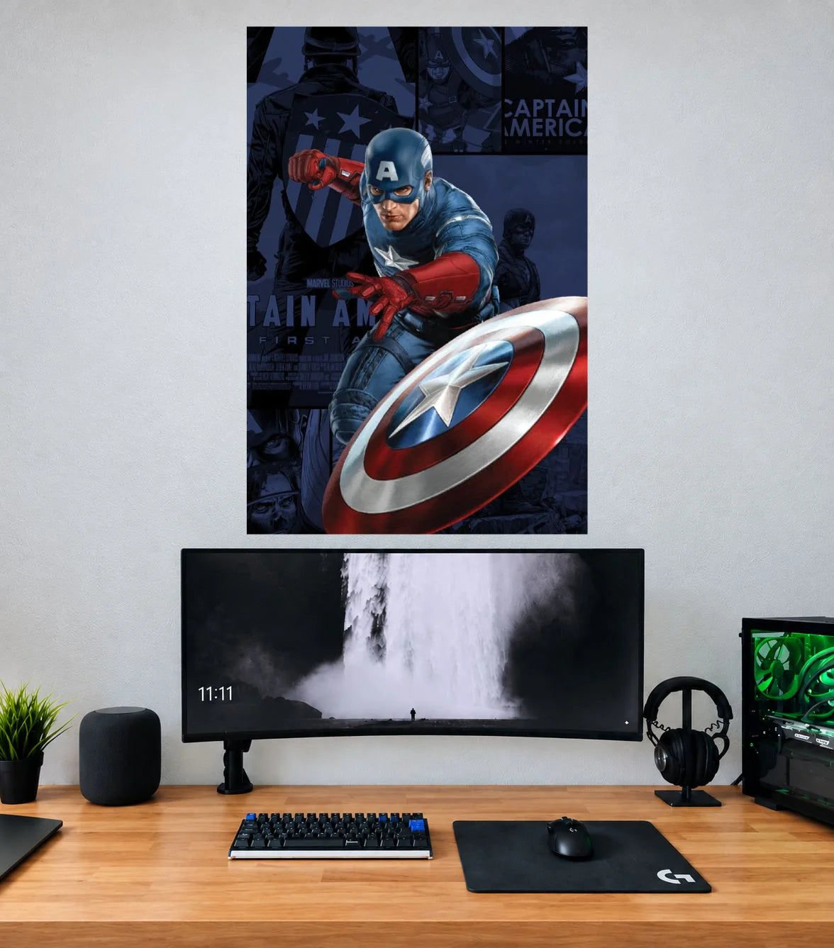 Captain America Comic Collage Shield Captain America single wall poster mockup