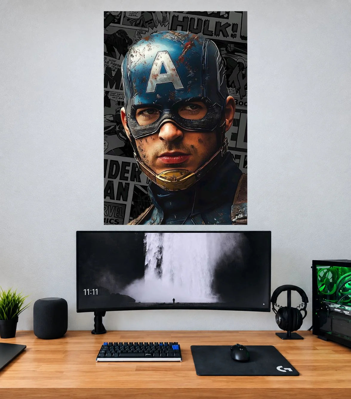Captain America Urban Comic Portrait Captain America single wall poster mockup
