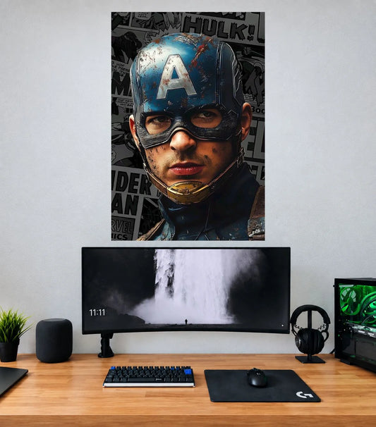 Captain America Urban Comic Portrait Captain America single wall poster mockup