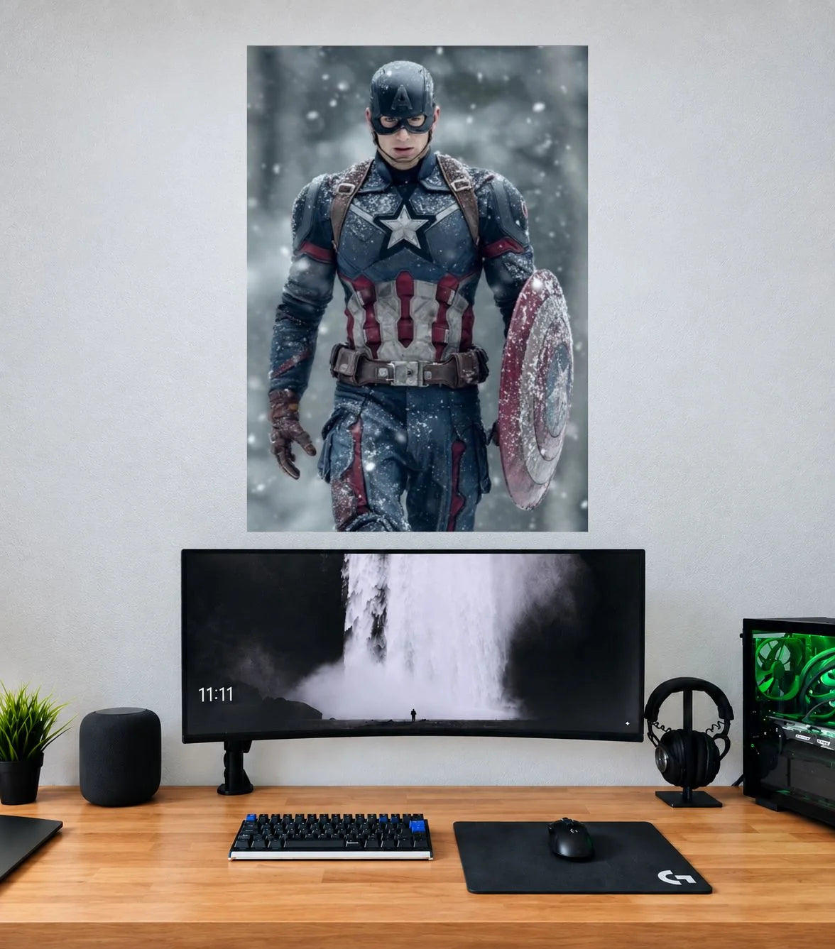 Captain America Winter Armor Guardian Captain America single wall poster mockup