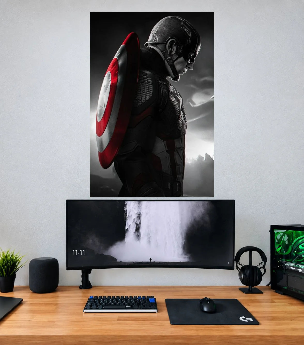 Captain America Shadow Shield Soldier Captain America single wall poster mockup