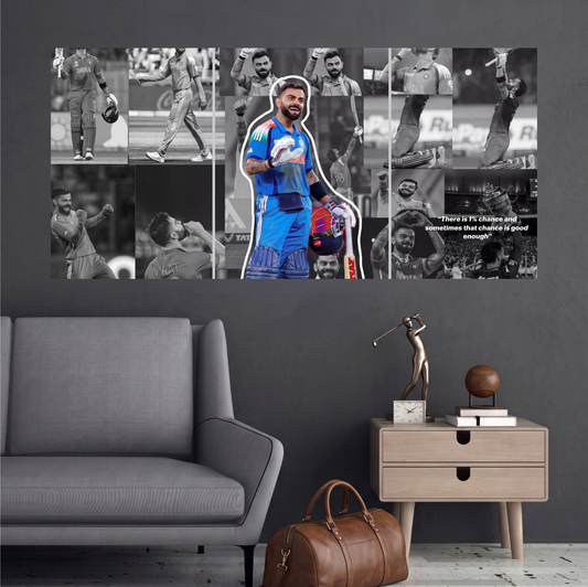 Virat Kohli Cricket Legend Collage Edition 3 split cricket wall poster mockup