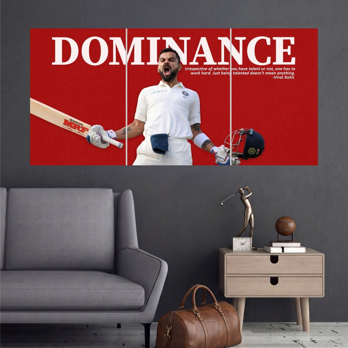 Virat Kohli Dominance Test Cricket Wall Posters 3 split room mockup