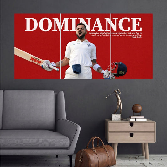Virat Kohli Dominance Test Cricket Wall Posters 3 split room mockup