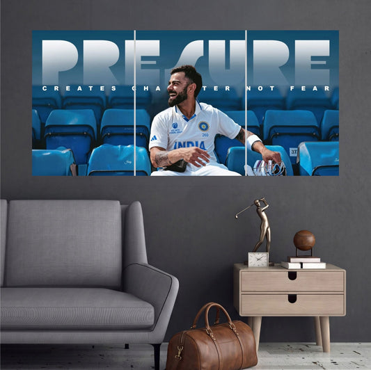 Virat Kohli Pressure Test Cricket Wall Posters 3 split room mockup