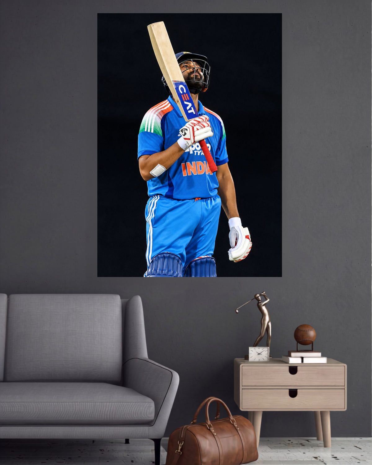 Rohit Sharma Eyes to the Sky Cricket Wall Poster