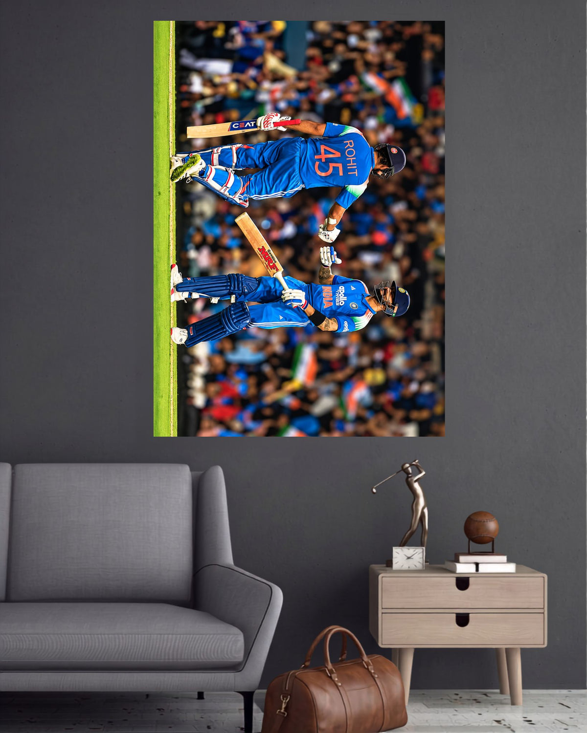 Rohit Sharma & Virat Kohli On Field Partnership Cricket Wall Poster