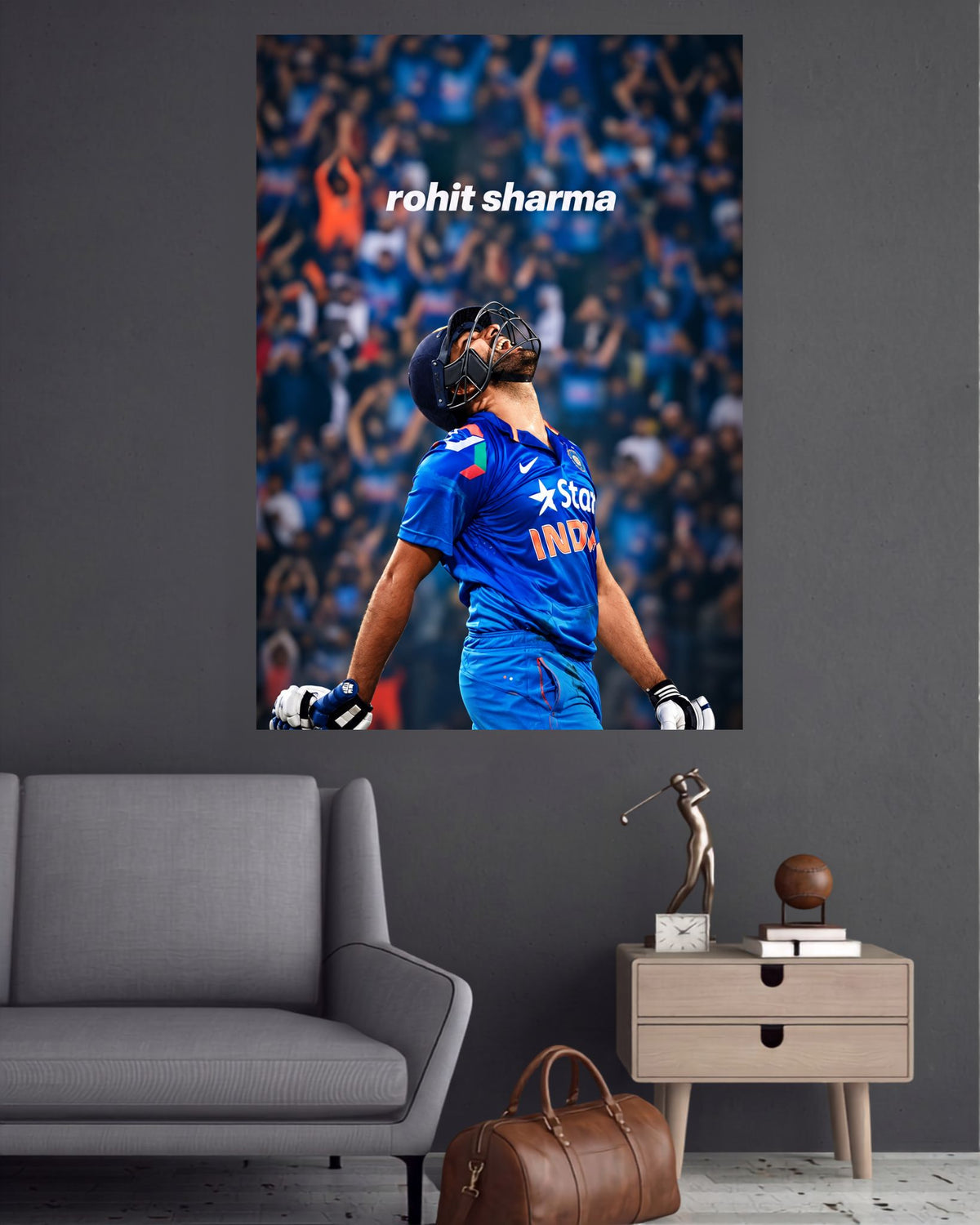 Rohit Sharma Skyward Celebration Cricket Wall Poster