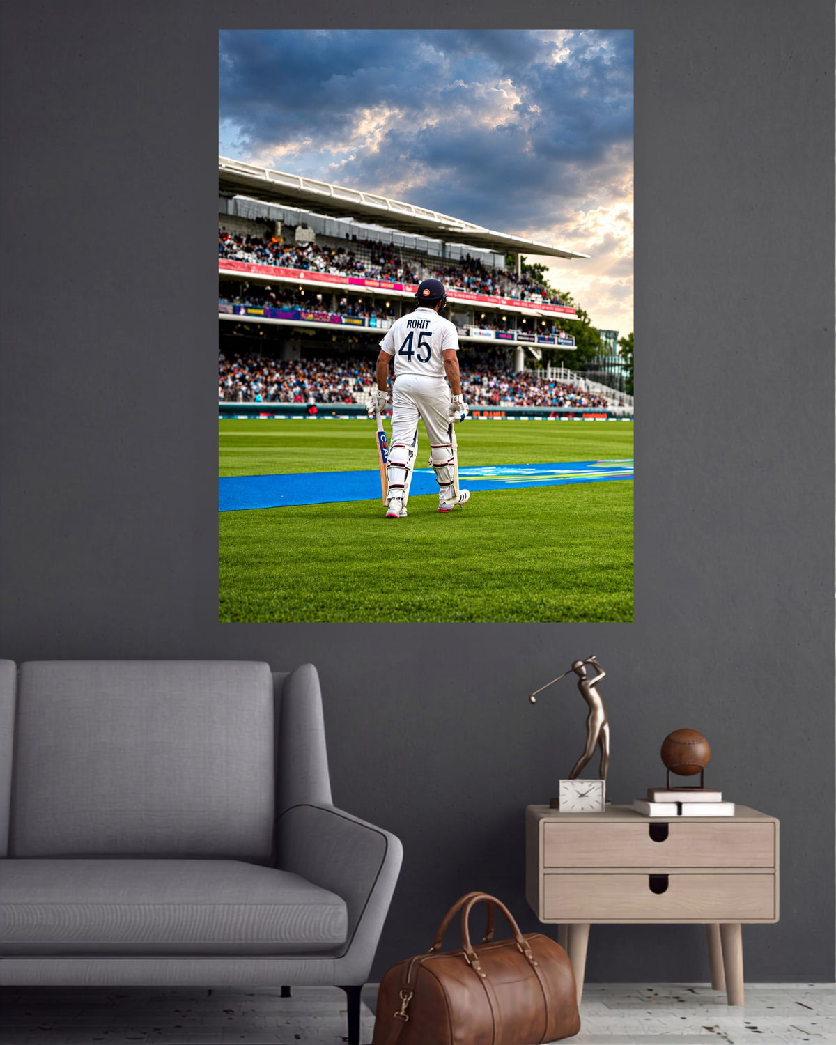 Rohit Sharma Test Walk 45 Cricket Wall Poster