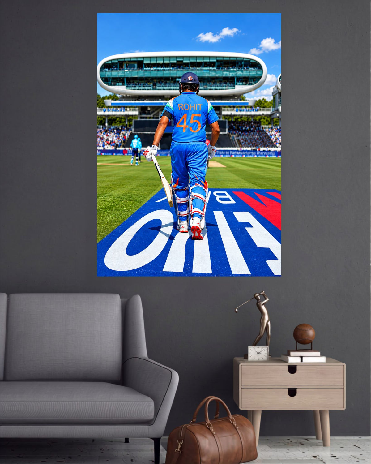 Rohit Sharma Pitch Walk 45 Cricket Wall Poster