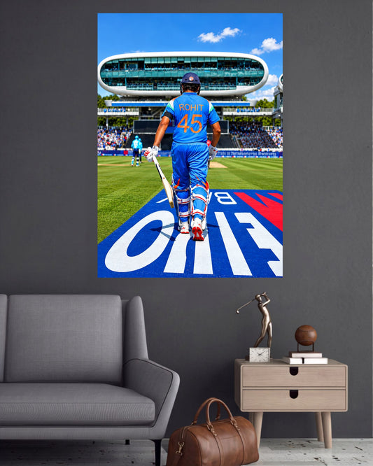 Rohit Sharma Pitch Walk 45 Cricket Wall Poster