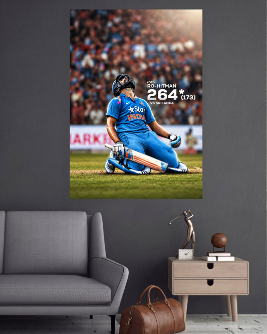 Rohit Sharma Hitman 264 Cricket Wall Poster