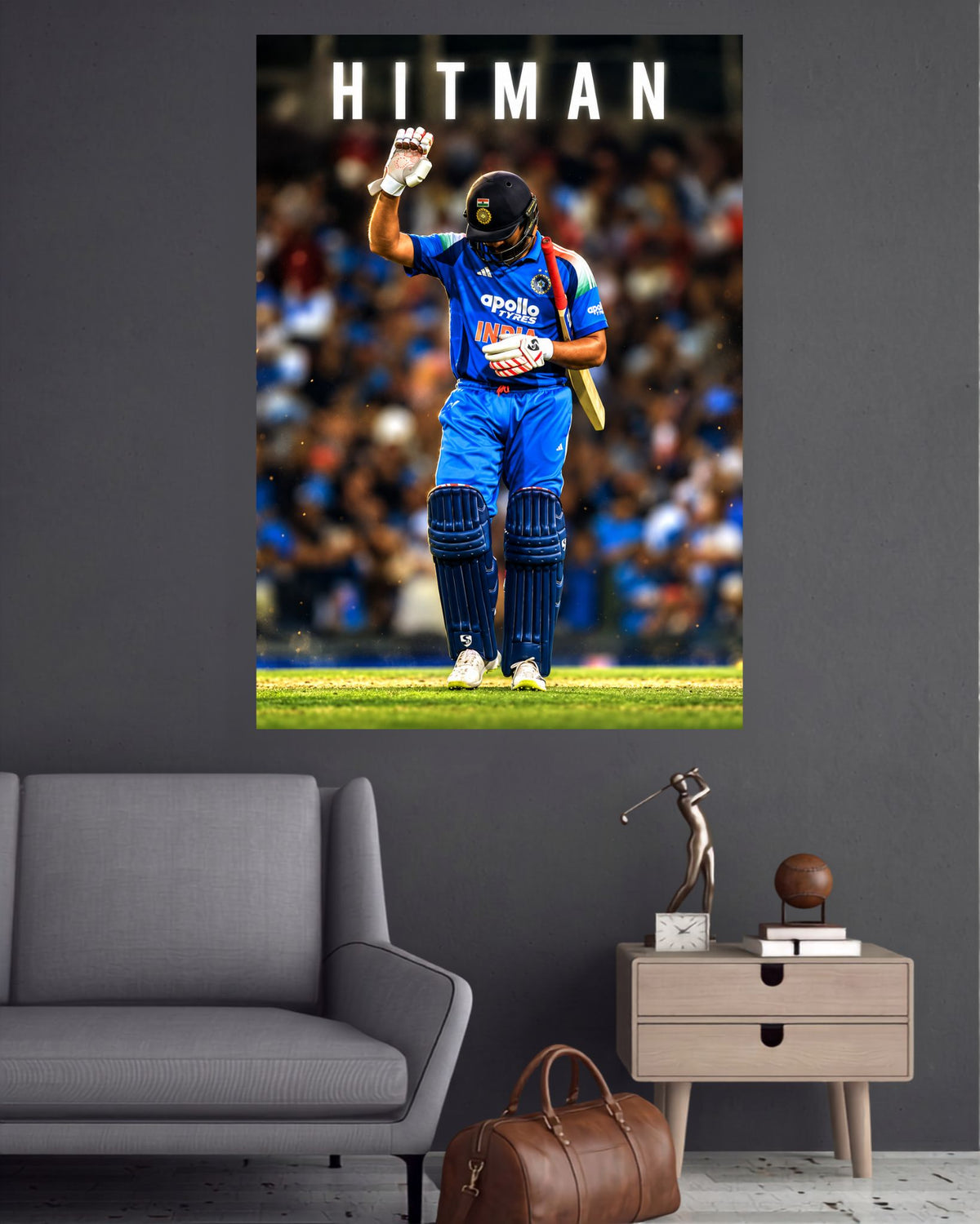 Rohit Sharma Hitman Bat Salute Cricket Wall Poster