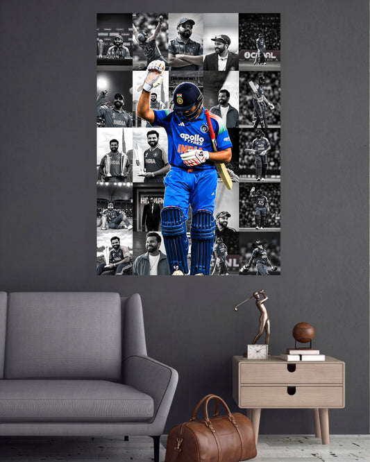 Rohit Sharma Celebration Collage Cricket Wall Poster